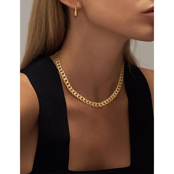 Gold Necklace for Women Dainty Chunky 14K Gold Plated/Sliver Plated Chain Neckla - Picture 4 of 7